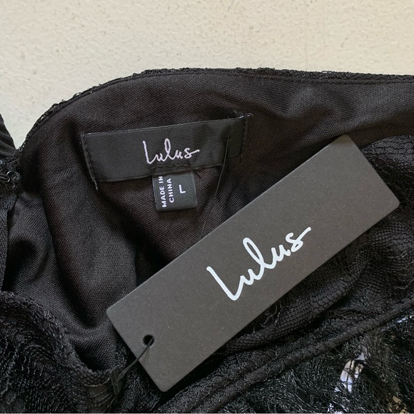 Lulus Large Marvelous Darling Black Lace Ruffled Tiered Maxi Dress NWT Formal - Picture 12 of 16